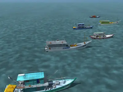 Asian Fishing Boats 3D model