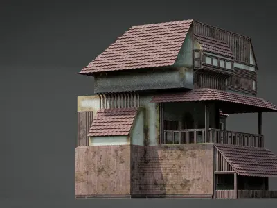 Fantasy Rustic Old Medieval Abandoned House 3D model