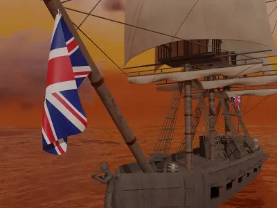 Victorian ship Low-poly 3D model