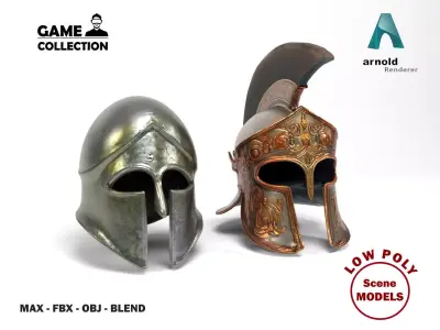Greek helmets Low-poly 3D model