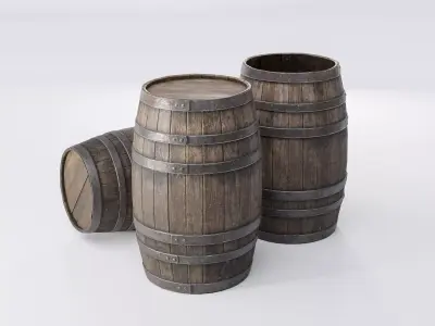 Wooden barrel Low-poly 3D model order