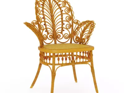  Victorian Wicker Chair Parlor C 1890 3D model