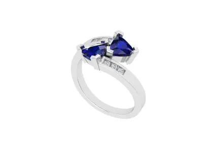 Solitair 2 Stone Ring 3D print model get