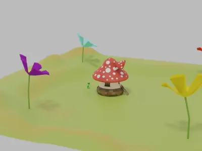 Bugs City Low Poly Cartoon Town 3D Art Free Small Pack Free low-poly 3D model