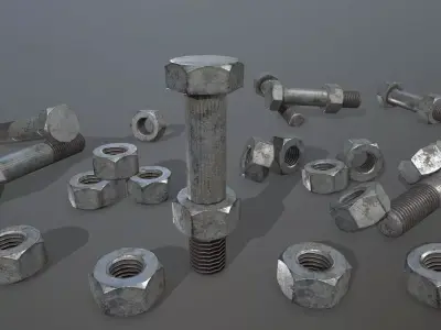 Bolts bolt and nut Low-poly 3D model purchase