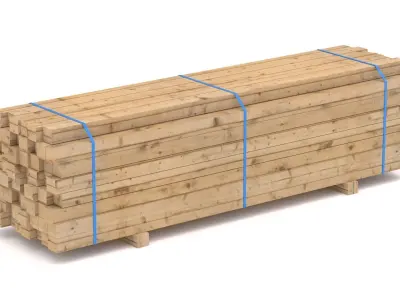 Wooden Beams 02 Low-poly 3D model