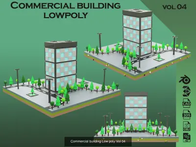 collection commercial building lowpoly 01 