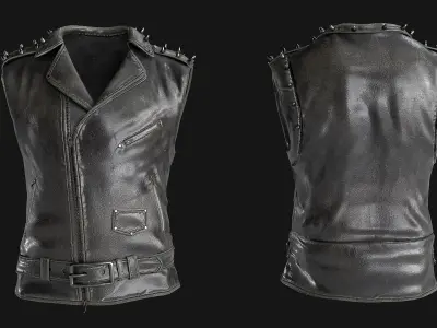 Leather Punk Rock Vest 3D model