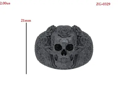 Skull Ring 3D print model 4