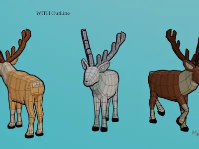 Low Poly Cartoon Deer Low-poly 3D model