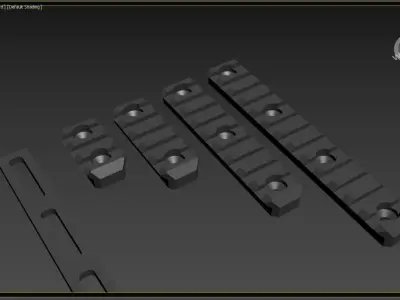 Picatinny Rail pack 3-5-9-12 Slots 3D model