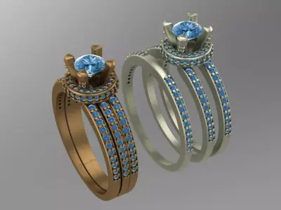 2 part and 3-line wedding ring 3D print model
