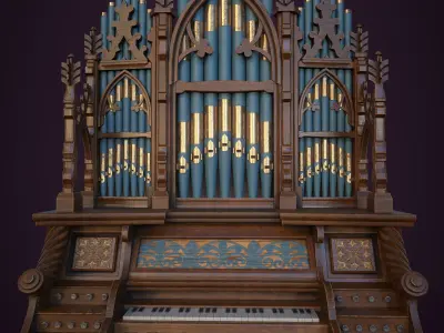 Pipe Organ Antique Low-poly 3D model