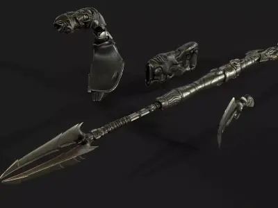 Alien Weapon Pack  Blaster  Spear Shoulder Cannon and Knife Low-poly 3D model