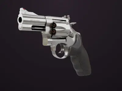 Small Revolver 06 Silver Generic All PBR Unity UE Textures Low-poly 3D model