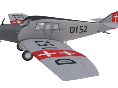 Junkers F 13 Aircraft Low-poly 3D model