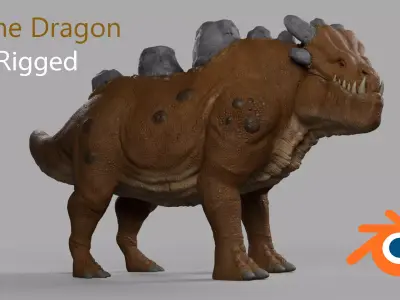 Stone Dragon Low-poly 3D model
