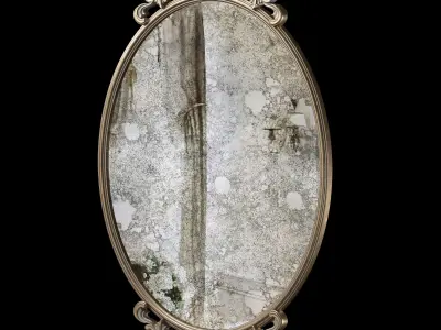 Kirkland Gold Oval Baroque Wall Mirror 3D model