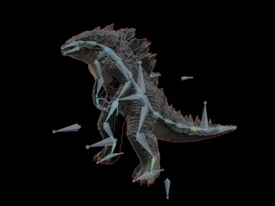 Godzilla kaiju titan Low-poly 3D model
