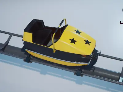 Roller Coaster Cart PBR Game Ready Low-poly 3D model