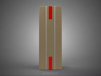 PACKAGE CARDBOARD SHIPPING BOX SECURITY WRAP STRAP SEAL RED TAPE 3D model