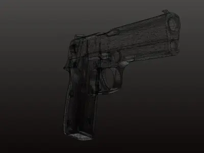 Realistic Low-Poly Pistol 3D Model Handgun with PBR Textures 3D model