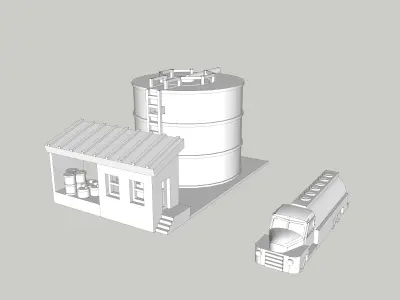 Fuel Tank Set With Truck by Outland Models Low-poly 3D model