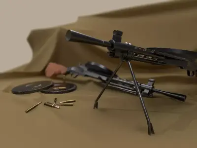 DP-28 machine gun Low-poly 3D model