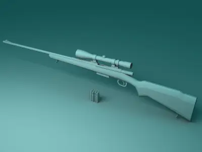 Hunting Rifle Low-poly 3D model