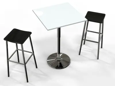 High table and stool - Bar set 3 3D model
