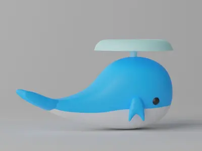 Cartoon Cute Whale 3D model purchase