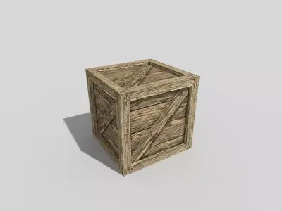 low poly wooden box Low-poly 3D model