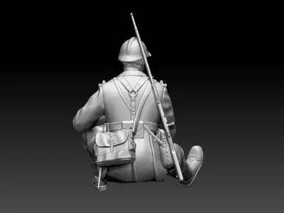 French soldier ww2 3D print model