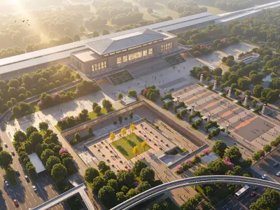 Large transport hub railway station high-speed rail station 3D model