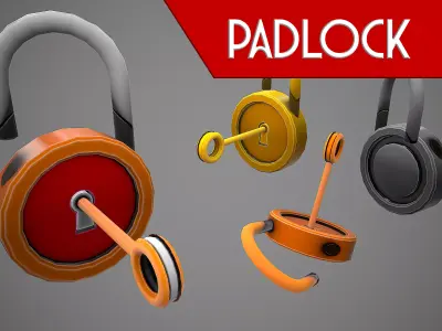  PADLOCK 3 CARTOON STYLIZED Low-poly 3D model