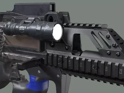 P90 with RIS Colimator Sight and Charging Handle Low-poly 3D model