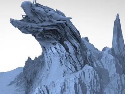 Dragon Clawed Spiked mountain piece model  3 3D model