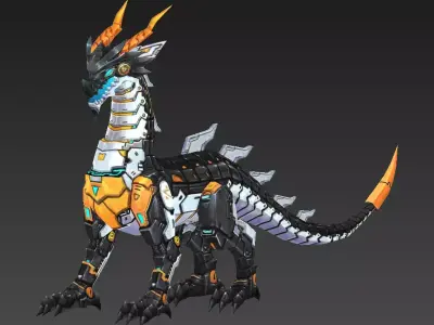 Mechanical Dragon Low-poly 3D model