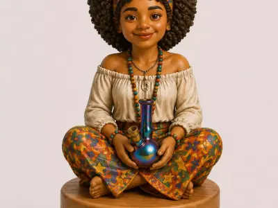 Free Spirit Hippie Girl Herb Grinder-2-Part Magnetic-MellowVerse 3D print model