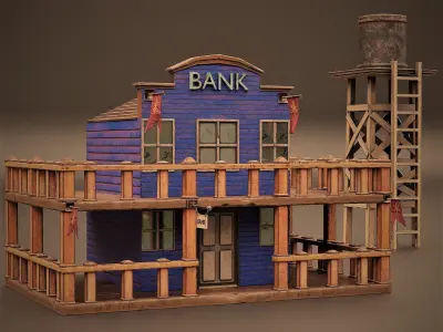 WESTERN BUILDING Low-poly 3D model purchase