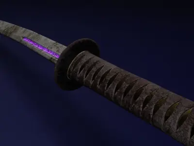 Rusted Rune Katana Low-poly 3D model