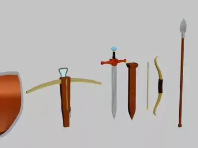 Sword  bow and spear Free low-poly 3D model