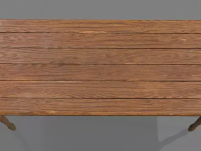 Wooden table Low-poly 3D model 2