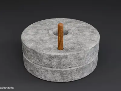 Ancient Millstone Grinder Low-poly 3D model