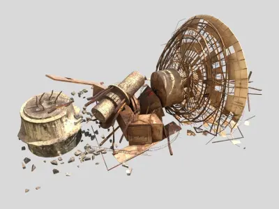 Destroyed Satellite Antenna Dish 3D model