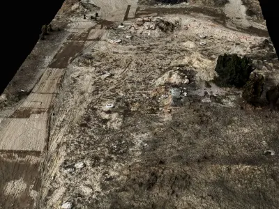 construction site terrain road debris area 150m photogrammetry Low-poly 3D model