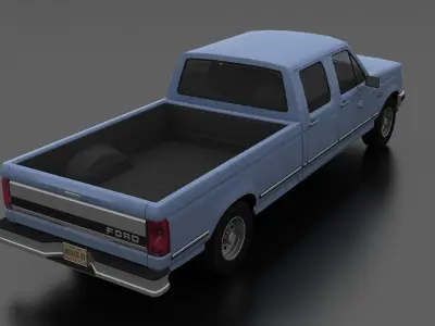 F-Series F-350 Pickup 1992 CrewCab Low-poly 3D model