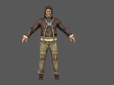 WORLD WAR II PILOT Low-poly 3D model