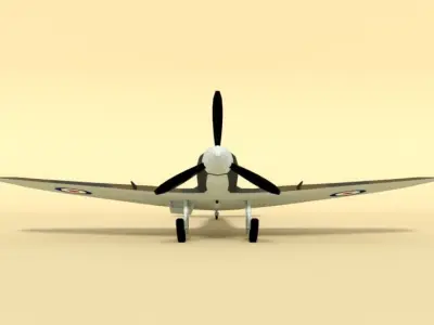 Low Poly Cartoon Supermarine Spitfire MKII  Airplane Low-poly 3D model