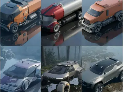 SCIFI GROUND VEHICLES BUNDLE 80-84 - 45 assets 3D model
